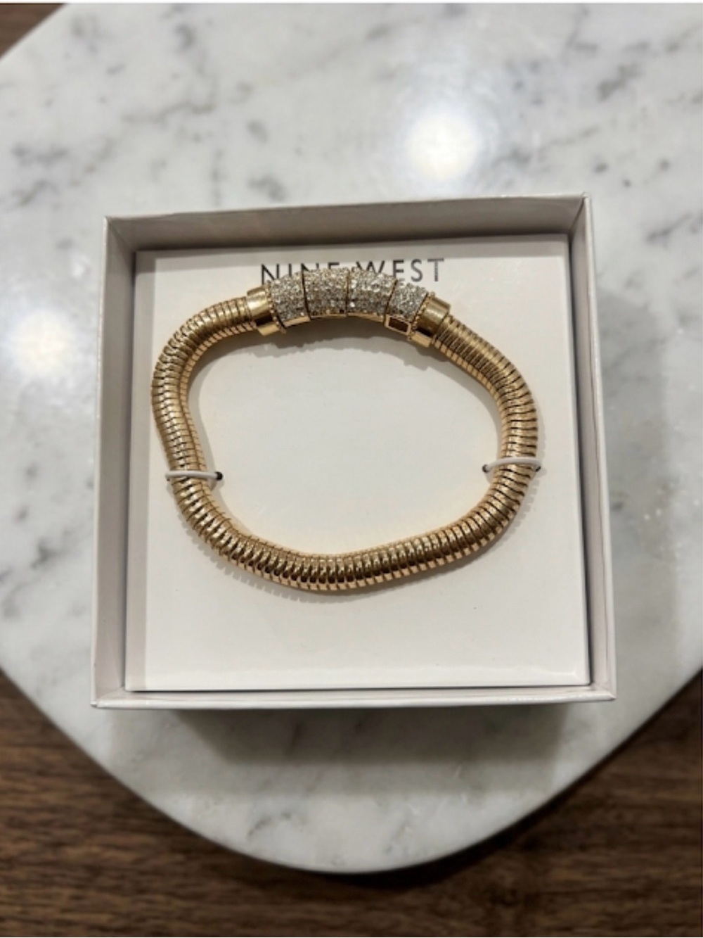 Nine West Gold-Tone Crystal Accent Snake Bracelet